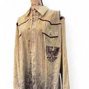 Smashbox Beige Patterned Shirt Jacket